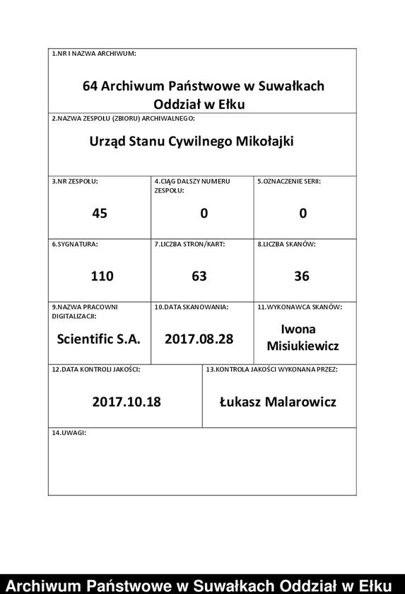 Obraz 1 z jednostki "Heirats=Haupt=Register des Königlichen Preussischen Standes-Amtes Nikolaiken Kreis Sensburg"