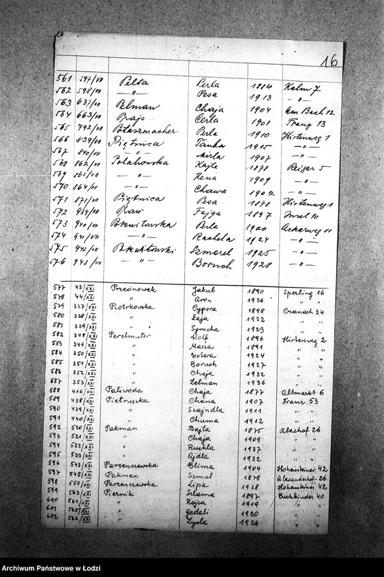 Obraz 18 z jednostki "[Wykazy imienne Żydów wysiedlonych z getta łódzkiego]"