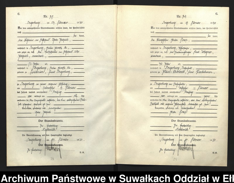 image.from.unit.number "C2. Sterbe - Register (Neben - Register) Standesamt Angerburg Ostpr. einschl. der Standesamtsbezirk Gross Strengeln, Kehlen und Prinowen"