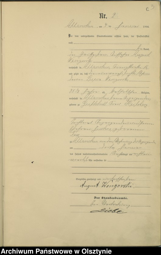 image.from.unit.number "Sterbe-Haupt-Register Tom I, Nr 1 - 398"