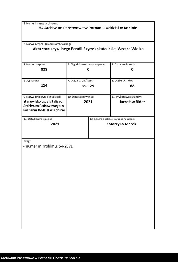 Obraz 1 z jednostki "Urodzenia, małżeństwa, zgony"