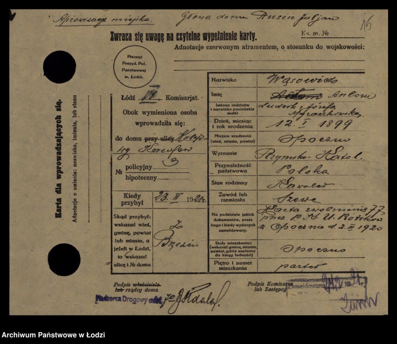 Obraz 17 z jednostki "[Spis ludności Łodzi] Wąsiakowska - Wedeman"