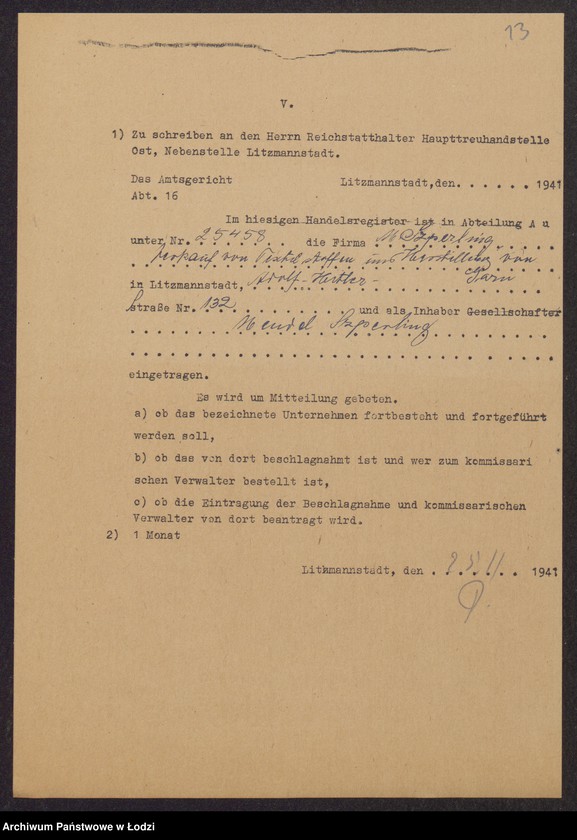 Obraz 15 z jednostki "Mendel Szperling- sprzedaż surowców włókienniczych i wyrób przędzy"