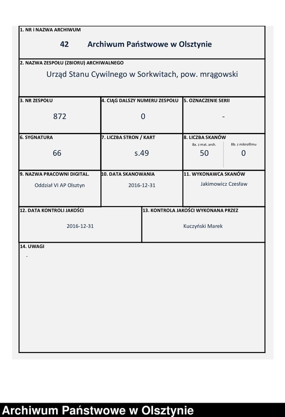 Obraz 1 z jednostki "Heiraths-Haupt-Register Nr 1 - 24"