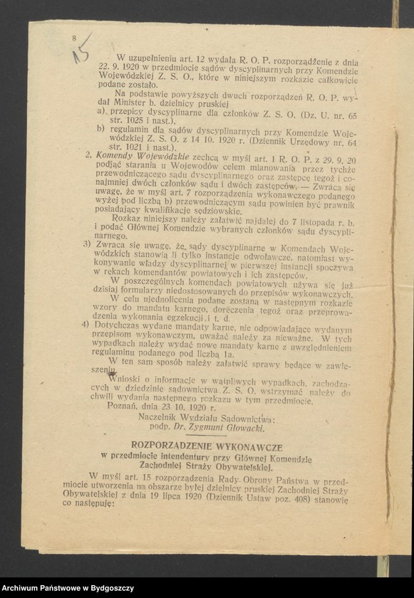 image.from.unit.number "Rozkazy zwykłe Nr: 2, 3, 4, 7, 8 Komendy Głównej Zachodniej Straży Obywatelskiej w Poznaniu"