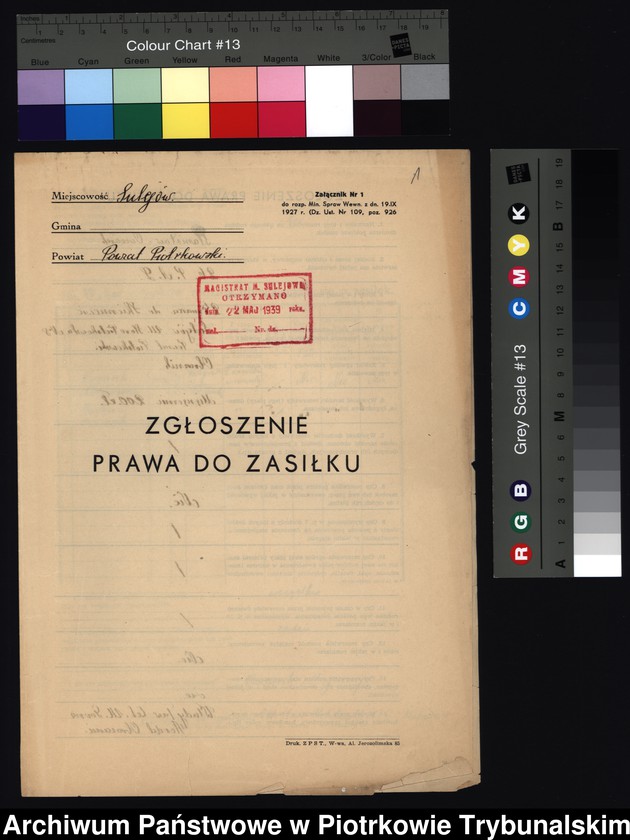 image.from.unit.number "Ewidencja rezerwistów powołanych na ćwiczenia wojskowe i rodzin rezerwistów, którym przyznano, względnie odmówiono udzielenia zasiłku, pomocy rolnej - pracy."