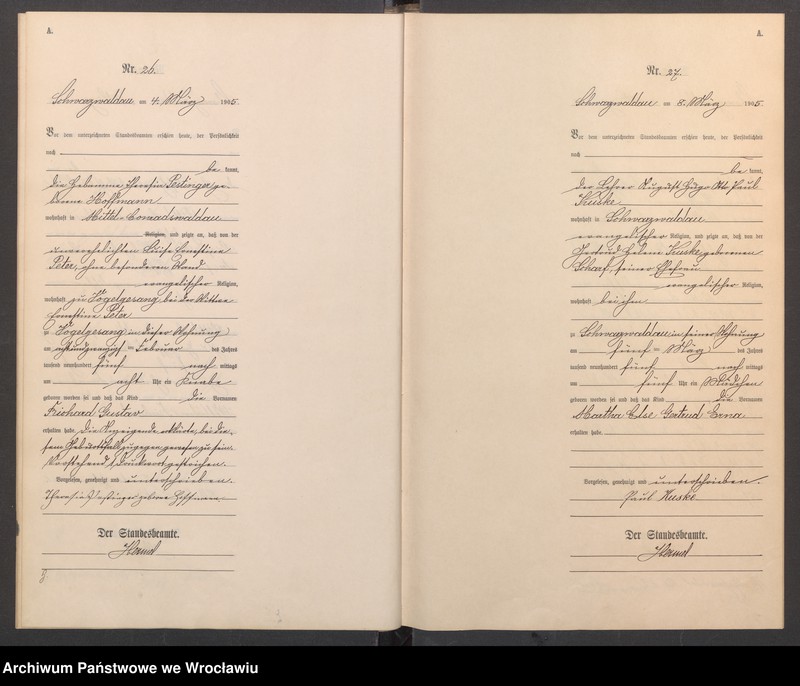 image.from.unit.number "Geburts-Haupt-Register Schwarzwaldau (Czarny Bór) 1905"