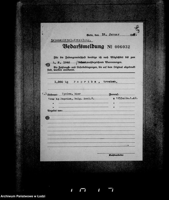 Obraz 13 z jednostki "Aufträge [Lieferscheinen und Rechnungen] 12481-12530 Lebensmitteleinkauf 5/Mü [Dostawa artykułów pierwszej potrzeby do Getta]."