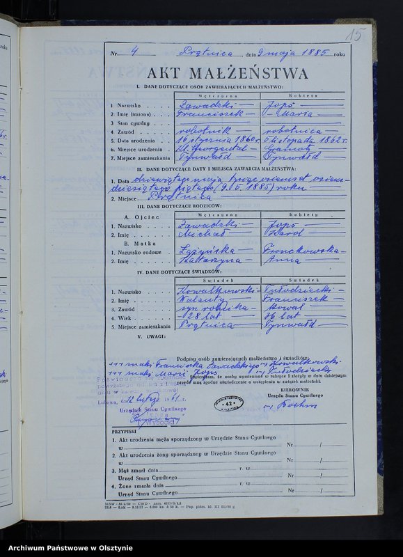 image.from.unit.number "Ksiega małżeństw Nr 1 - 11,1 - 14,1 - 14,1 - 6,1 - 14 i 1 - 6 /przepisana w języju polskim z oryginału niemieckiego w dniach 11.02.-16.02.1961/"