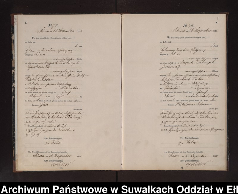 image.from.unit.number "Geburts-Neben-Register des Preussischen Standes-Amtes Rhein Kreis Lötzen"