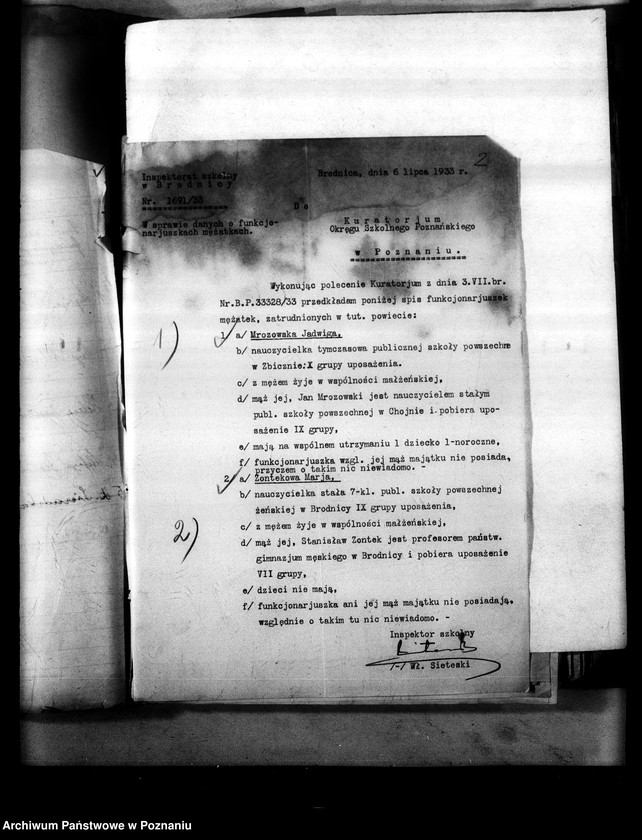 Obraz 6 z jednostki "[Nauczycielki mężatki - wykazy danych o zatrudnionych mężatkach w szkolnictwie]"