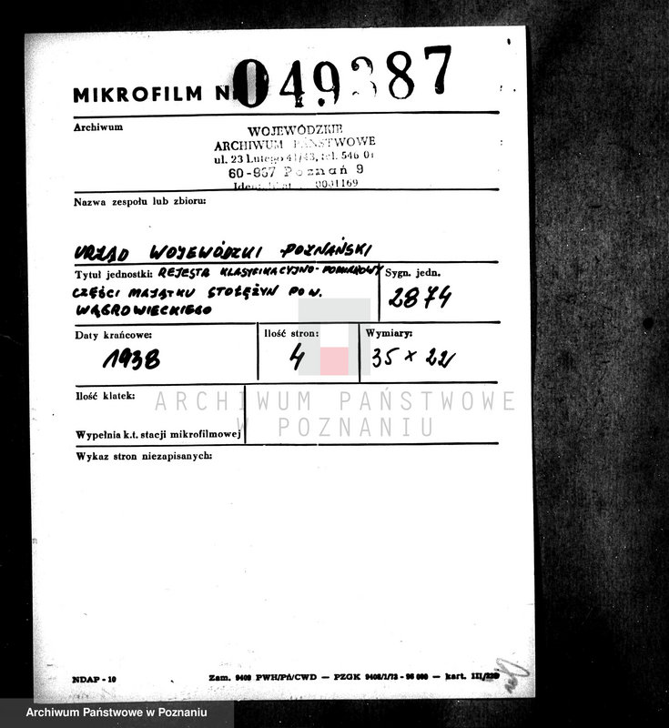 Obraz 2 z jednostki "Rejestr klasyfikacyjno-pomiarowy części majątku Stołężyn powiat wągrowieckiego"
