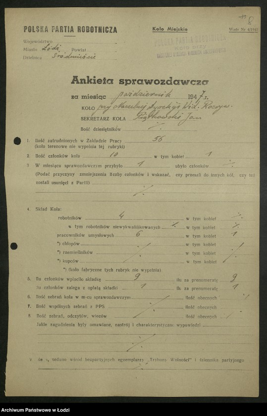 Obraz 9 z jednostki "Sprawozdania Referatu Sprawozdawczego dotyczące Plenum KC (lipiec, sierpień), wzrostu szeregów partyjnych"