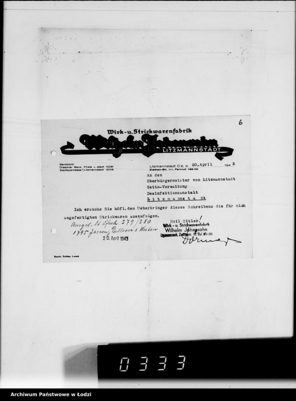 Obraz 10 z jednostki "[Odbiór wyrobów dzianych przez firmę W.Johansohn w Łodzi]"