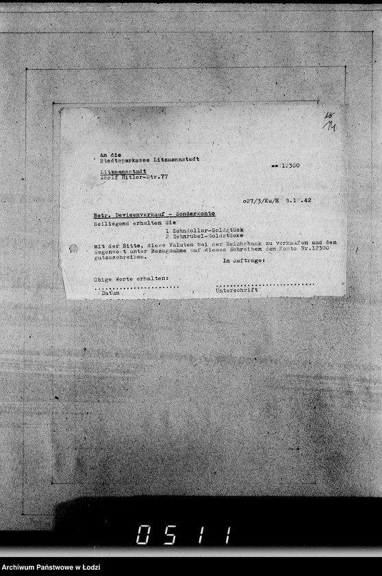 Obraz 18 z jednostki "Belege 803-909. Sonderkonto 12300."