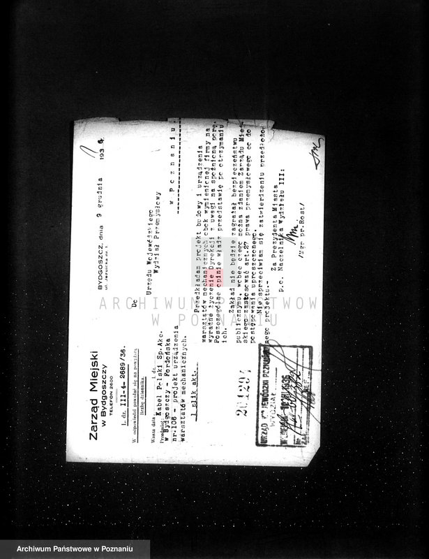 Obraz 5 z jednostki "/Projekt urządzenia zakładów mechanicznych Kabel Polski Spółka Akcyjna w Bydgoszczy/"