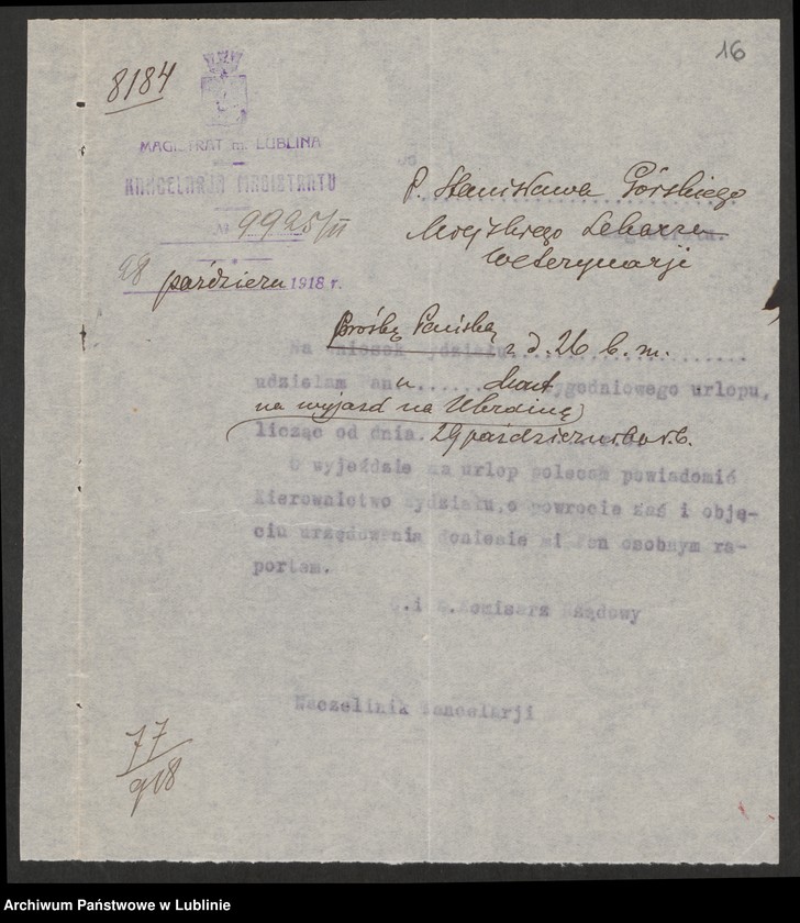 image.from.unit.number "Służba Stanisława Górskiego miejskiego lekarza weterynaryjnego"