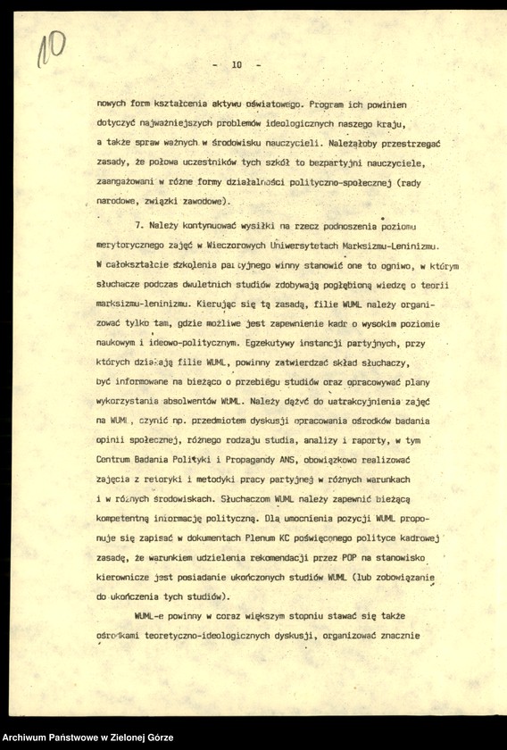image.from.unit.number "Szkolenie partyjne. Wytyczne sekretariatu KC na lata 1988/1989, ocena przebiegu kampanii w latach 1976/1977, założenia na 1977/1978, informacja o szkoleniu 1978/1979, ocena szkolenia 1987/1988, ocena agitacji w 1978 r."