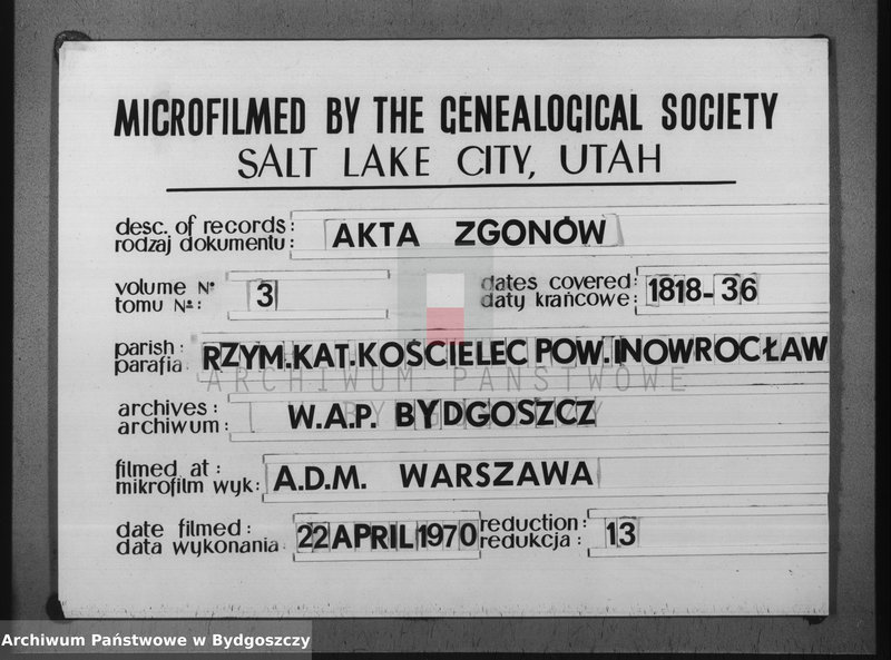 image.from.unit.number "Duplicate der Kirchen Bücher von Kościelec"