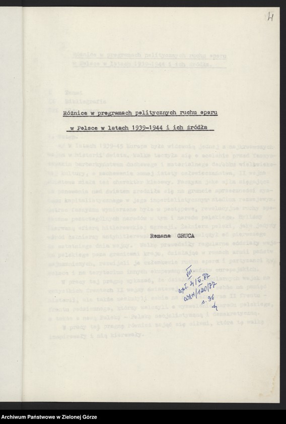Obraz 14 z jednostki "Gruca Roman. Ruch oporu. Praca maturalna "Różnice w programie politycznych ruchu oporu w Polsce w latach 1939-1944 i ich źródła". "