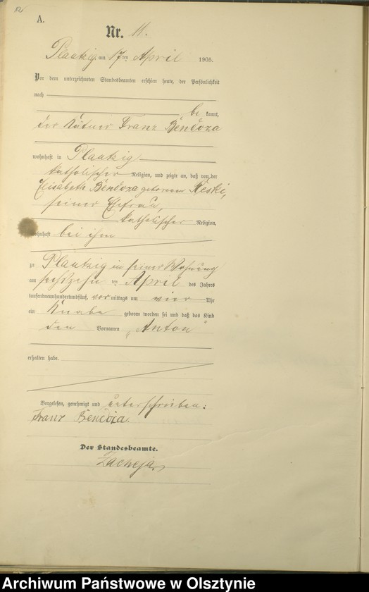 Obraz 14 z jednostki "Geburts-Haupt-Register Nr 1 - 41"