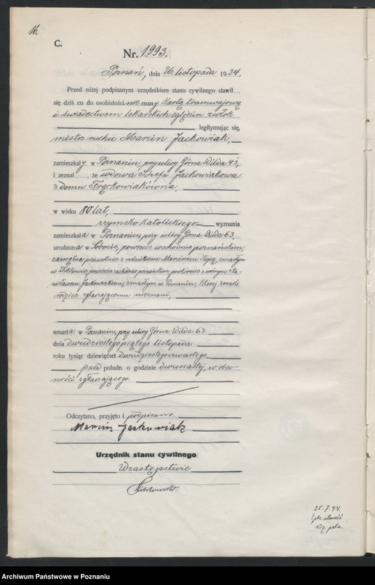 Obraz 18 z jednostki "Księga miejscowa zgonów tom IV [Rejestr główny zgonów]"