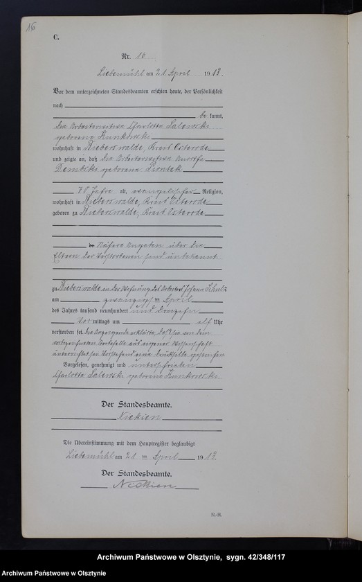 image.from.unit.number "Sterbe-Neben-Register Nr 1 - 71"