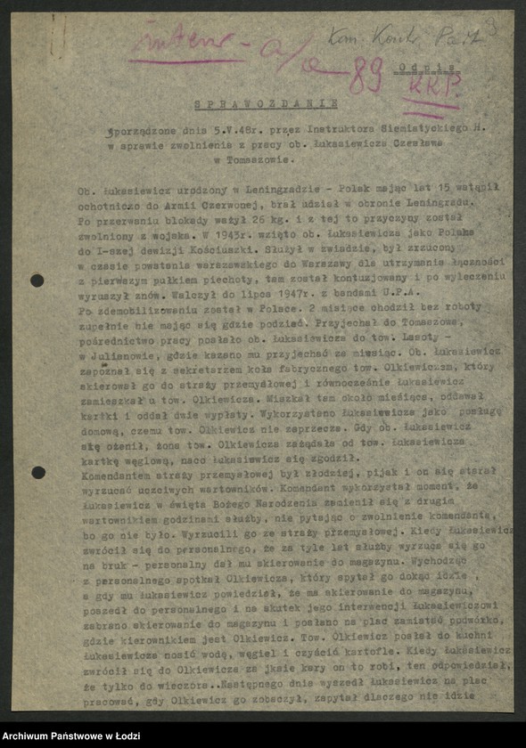 Obraz 10 z jednostki "Doniesienia i zażalenia [w sprawach personalnych]"