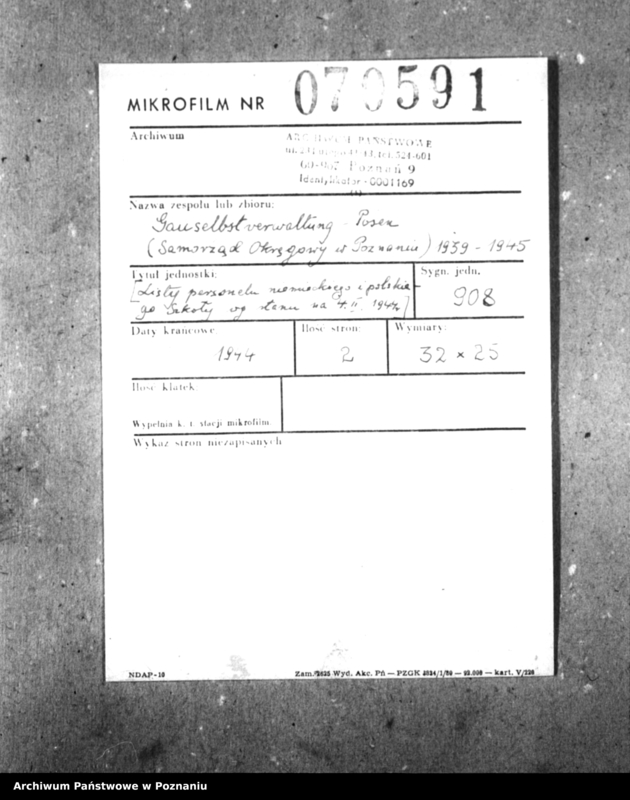 Obraz 2 z jednostki "Listy personelu niemieckiego i polskiego szkoły według stanu na 4 II 1944 r]."