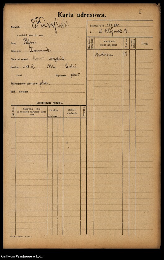 Obraz 8 z jednostki "[Spis ludności Łodzi] Kirszrot - Klajdermacher"