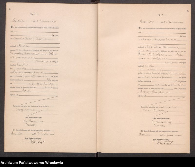 image.from.unit.number "księga urodzeń Urzędu Stanu Cywilnego w Goszczu (Goschütz) 1900"