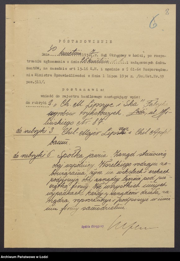 Obraz 10 z jednostki "Chil Majer Lipszyc, Chil Apfelbaum- fabryka wyrobów trykotowych"