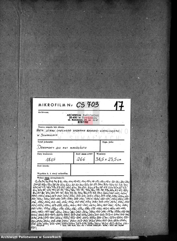 image.from.unit.number "Dowody roku 1815 Gminy Suwalskiey."