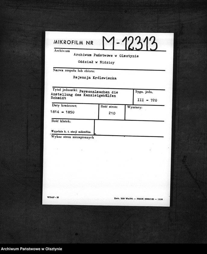 image.from.unit.number "Anstellung des Kanzleigehülfen Schidt [Friedrich]"
