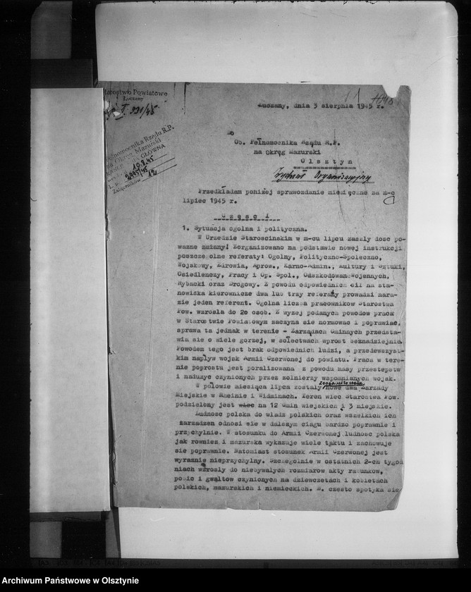 Obraz 5 z jednostki "Sprawozdania miesięczne Starostwa pow. Giżycko"