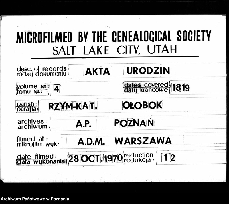 image.from.team "Akta stanu cywilnego Parafii Rzymskokatolickiej Ołobok (pow. ostrowski)"