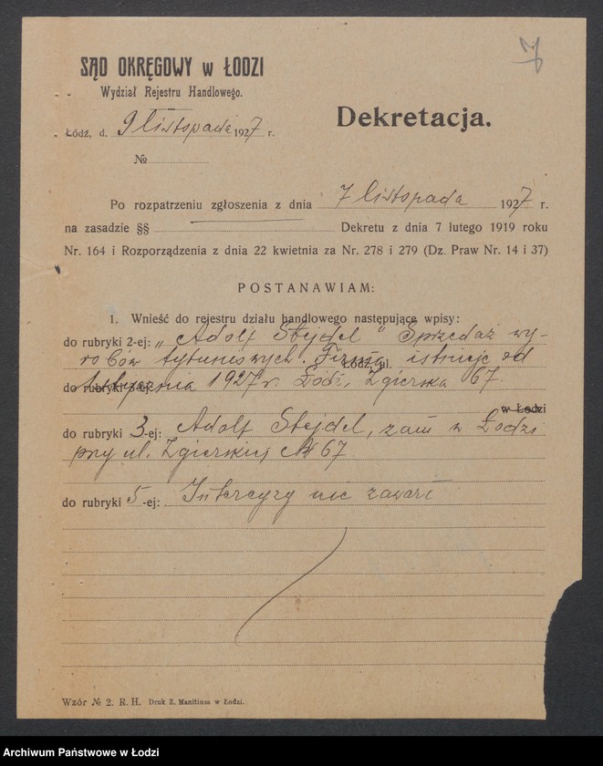 Obraz 9 z jednostki "Adolf Stejdel- sprzedaż wyrobów tytoniowych"