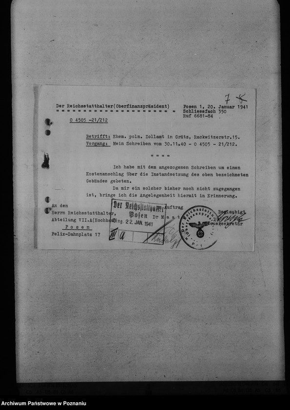 Obraz 11 z jednostki "Bauplätze für die Reichsbauämter, Finanzämter"