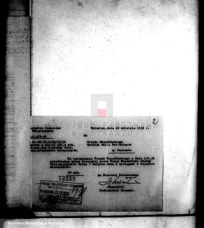 Obraz 7 z jednostki "Majątek Bolęcin-Karna powiatu wolsztyńskiego odprawy z art. 44 ustawy o wykonaniu reformy rolnej"