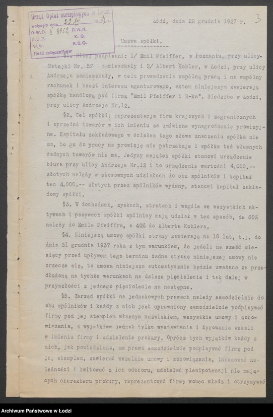 Obraz 5 z jednostki "Emil Pfeiffer i S-ka- reprezentacja firm krajowych i zagranicznych, sprzedaż towarów w ich imieniu"