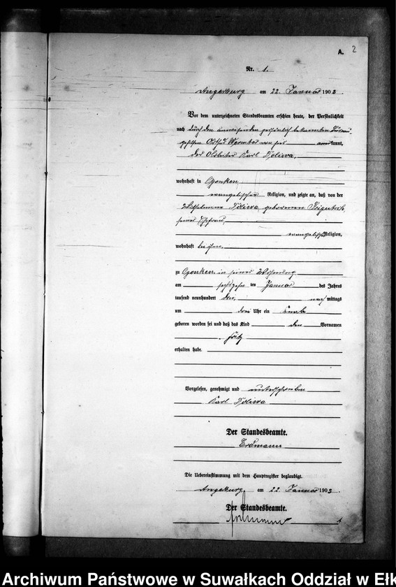 image.from.unit.number "Geburts-Neben-Register des Königlichen Preussischen Standes-Amtes Gr. Strengeln Kreis Angerburg"