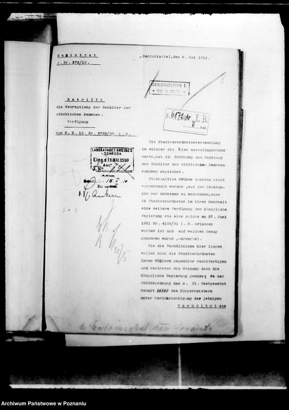 Obraz 12 z jednostki "Die Austellung und Versongung der Kommunalbeamten der Stadt Santomischel"