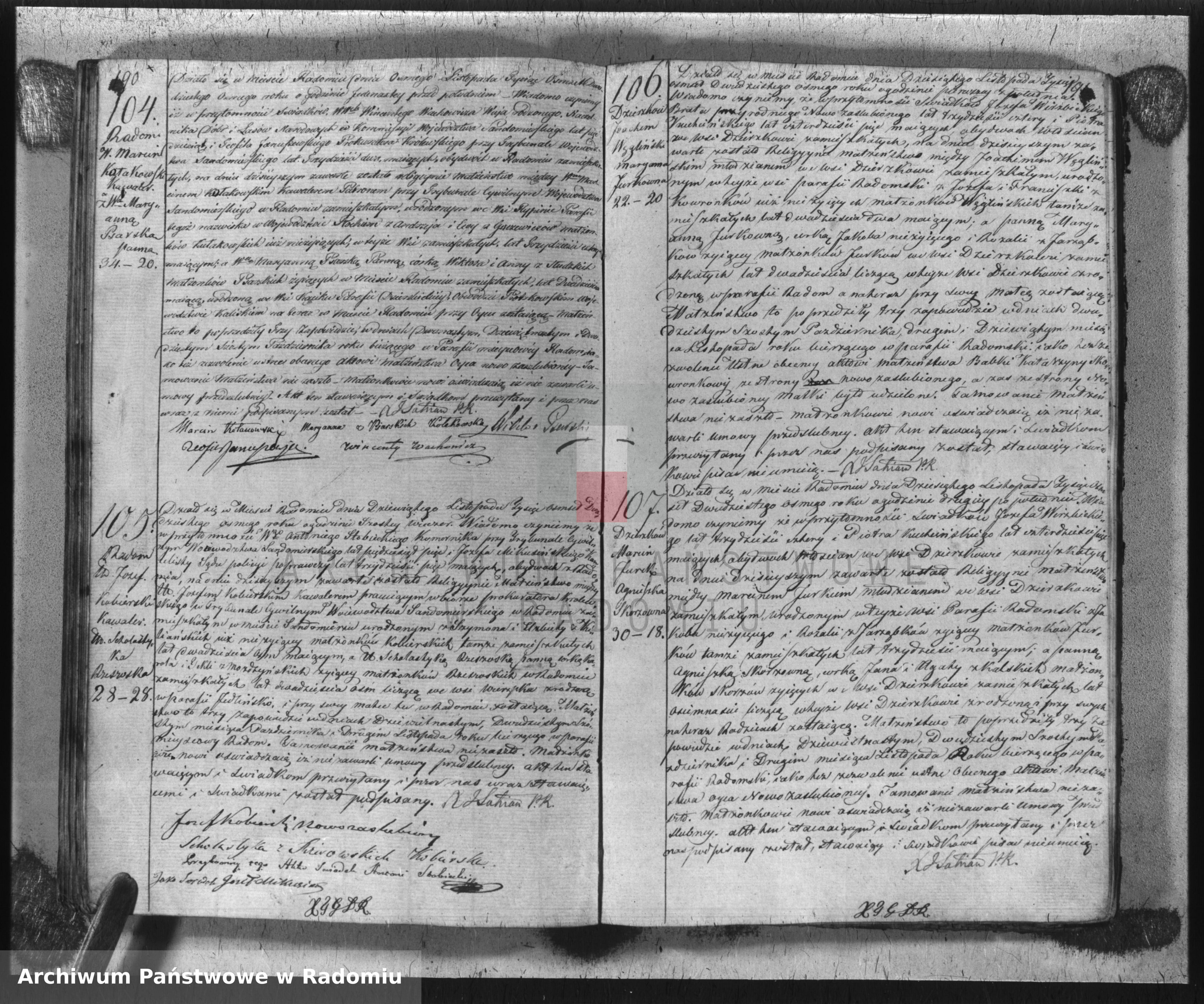 Skan z jednostki: Duplikat parafij Katolickiej Radom z r. 1828