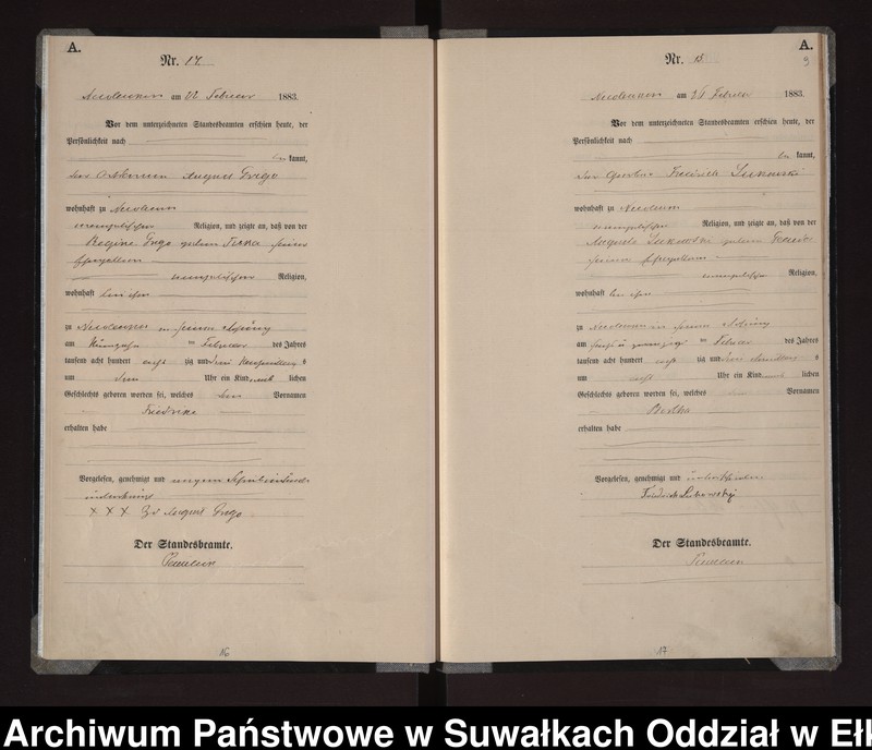 Obraz 12 z jednostki "Geburts-Haupt-Register des Königlich Preussischen Standes-Amtes Stadt Nicolaiken Kreis Sensburg"