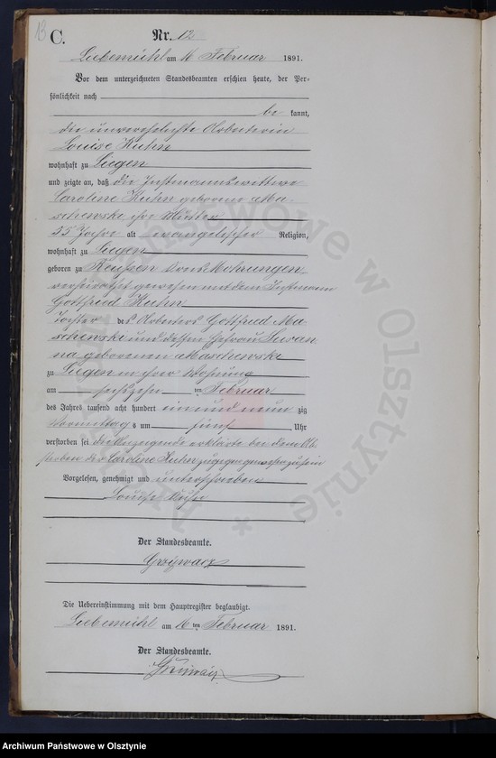 image.from.unit.number "Sterbe-Neben-Register Nr 1 - 91"