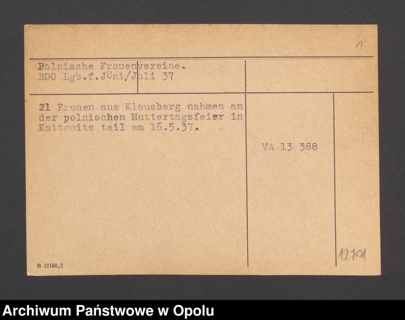 Obraz 3 z jednostki "Polnische Frauenvereine BDO Lgb. f. Juni/Juli 37"