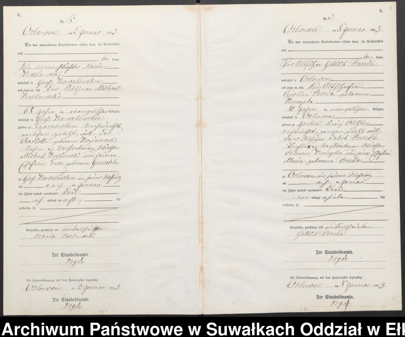 image.from.unit.number "Sterbe-Neben-Register des Preussischen Standes-Amtes Orlowen Kreis Lötzen"