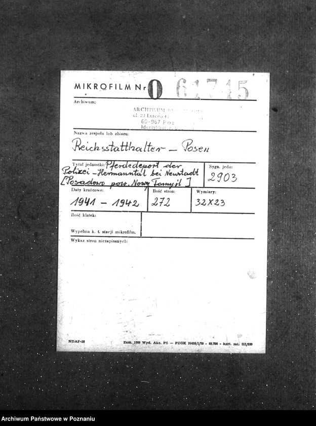 Obraz 2 z jednostki "Pferdedepot der Polizei - Hermanntal bei Neustadt (Posadowo, powiat Nowy Tomyśl) I"