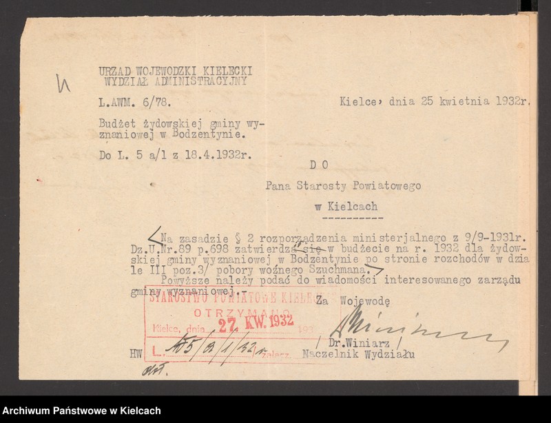 Obraz 6 z jednostki "Budżet gminy wyznaniowej żydowskiej w Bodzentynie na 1933 r"