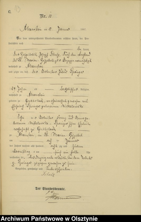 image.from.unit.number "Sterbe-Haupt-Register Tom I,Nr 1 - 316"